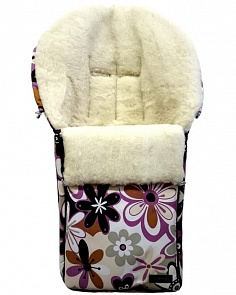 Спальный мешок в коляску №06 – Aurora, бежевые/сиреневые цветки (Womar, 00-0013360 _17 цветки)